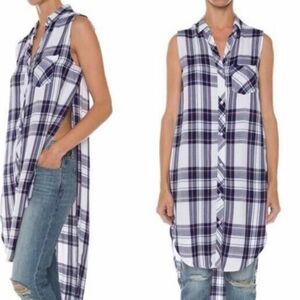 Rails Jordyn Plaid Split-Side Tank Top Tunic